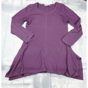 Pretty Angel blouse womens Large purple long sleeve Linen Blend Lagenlook tunic